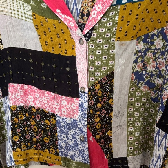Urban Outfitters Multicolor Patchwork Button Down Shirt - Picture 2 of 3